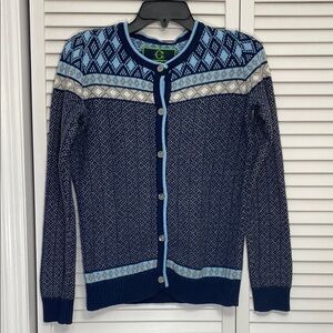 C. Wonder Navy and White Patterned Cardigan